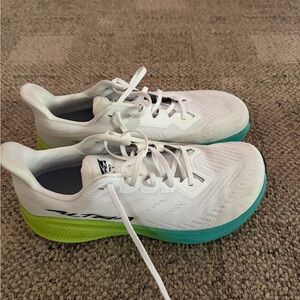 Altra White and Green Athletic Shoes